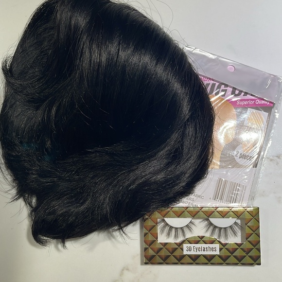 💯% HUMAN Hair & Eyelashes, Brazilian Pixie Swoop Bangs, Side Part, Black - Picture 8 of 10